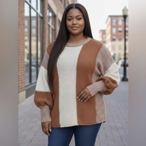 Entro Colorblock Chunky Knit Sweater – Size 1X – NWT